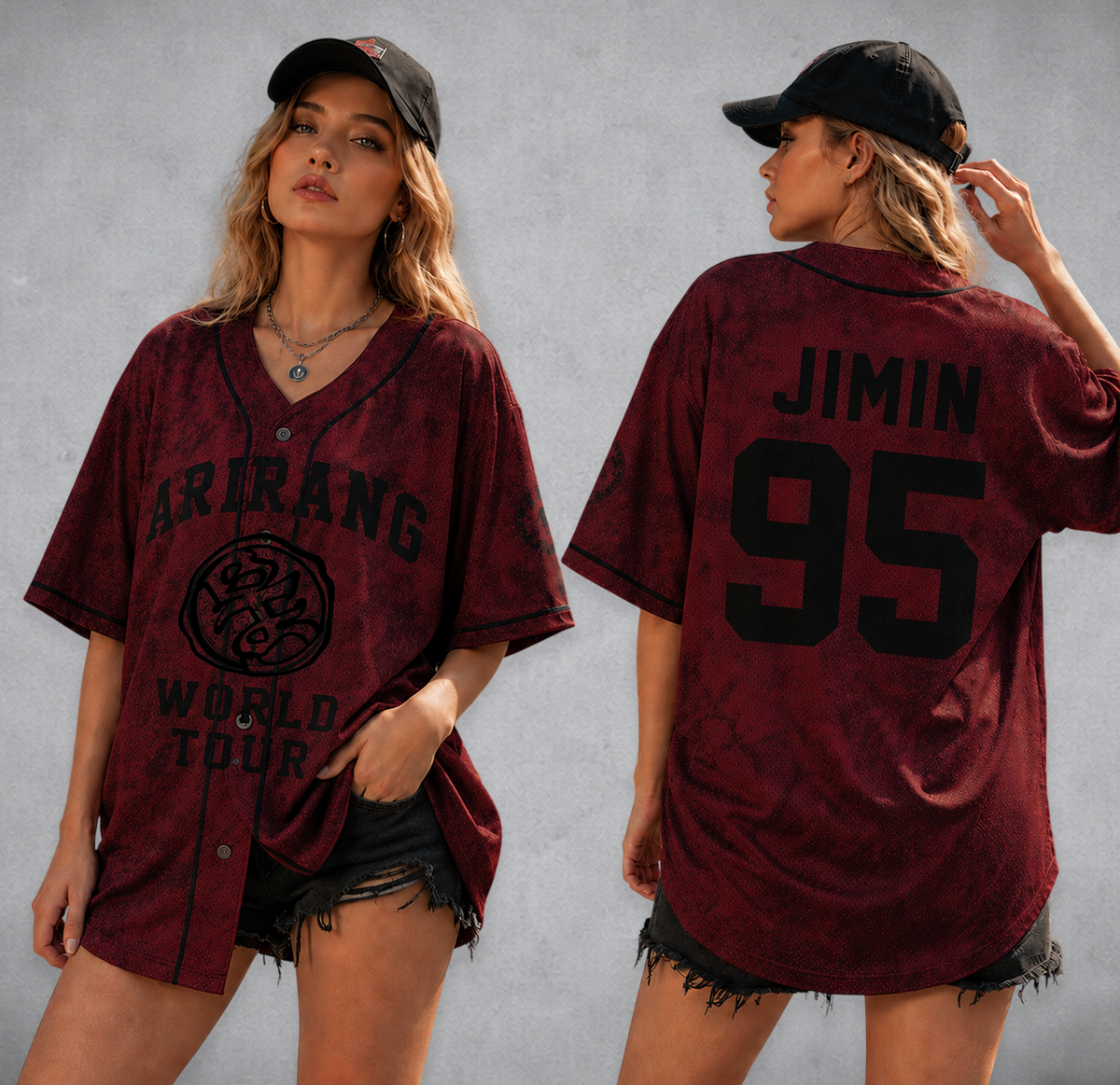 Arirang World Tour Burgundy Baseball Jersey – Bangtan Kpop Fan Shirt