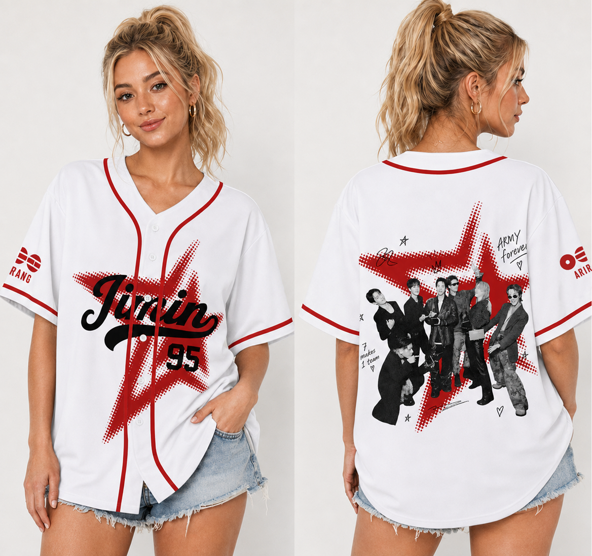 Bangtan Arirang World Tour Baseball Jersey Mixed Mesh Jersey Gift For Army