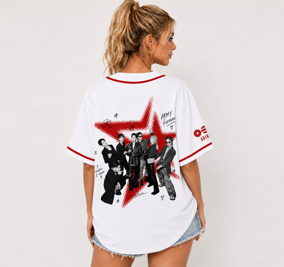 Bangtan Arirang World Tour Baseball Jersey Mixed Mesh Jersey Gift For Army