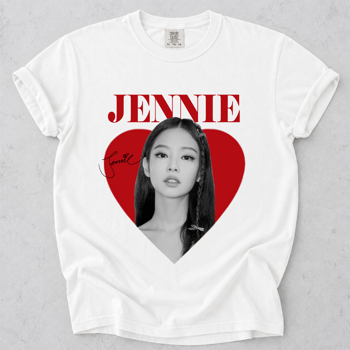 Jennie Heart Graphic Comfort Colors T Shirt Blackpink Kpop Fan Tee