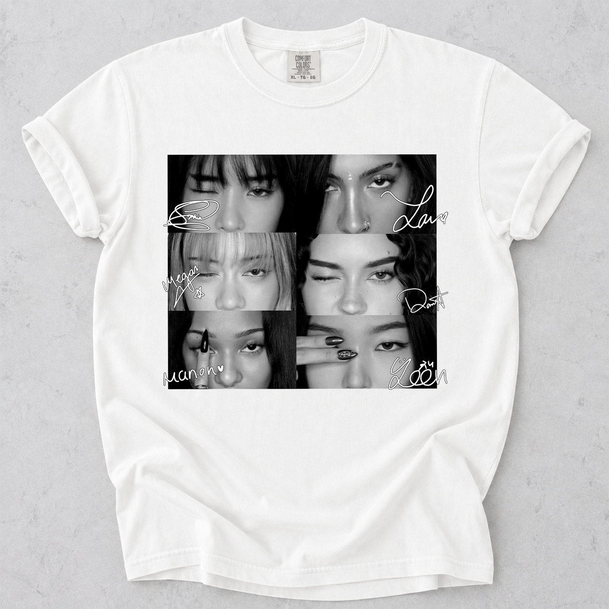 KATSEYE Vintage Eyes with Signature Collage Comfort Colors Shirt Fan Tee