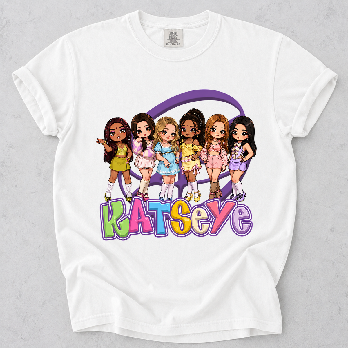 KATSEYE Chibi Graphic Comfort Colors Shirt Kpop Fan Tee