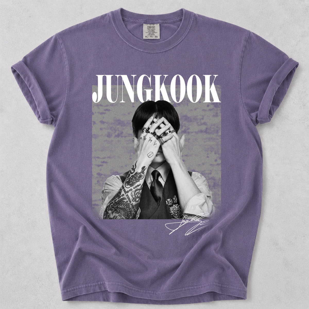 Comfort Color Vintage Jungkook Graphic Crewneck Tee
