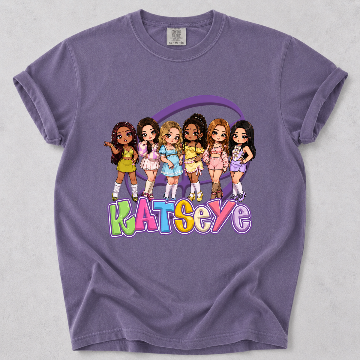 KATSEYE Chibi Graphic Comfort Colors Shirt Kpop Fan Tee