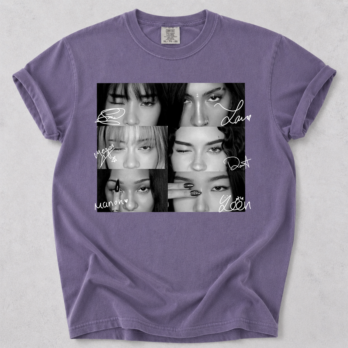 KATSEYE Vintage Eyes with Signature Collage Comfort Colors Shirt Fan Tee