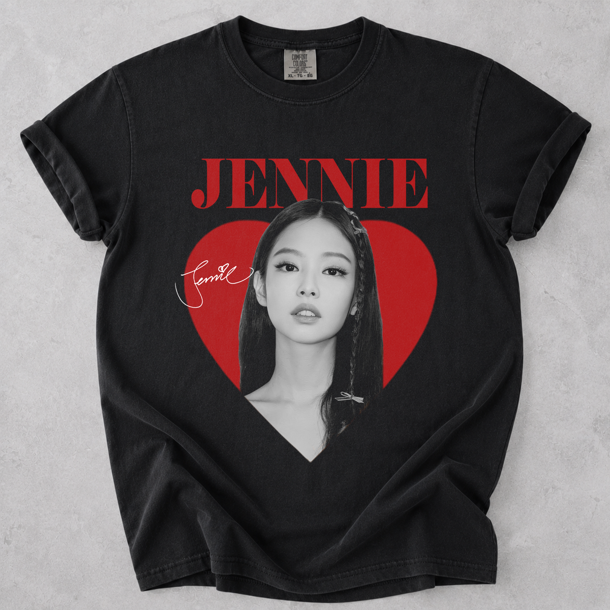 Jennie Heart Graphic Comfort Colors T Shirt Blackpink Kpop Fan Tee
