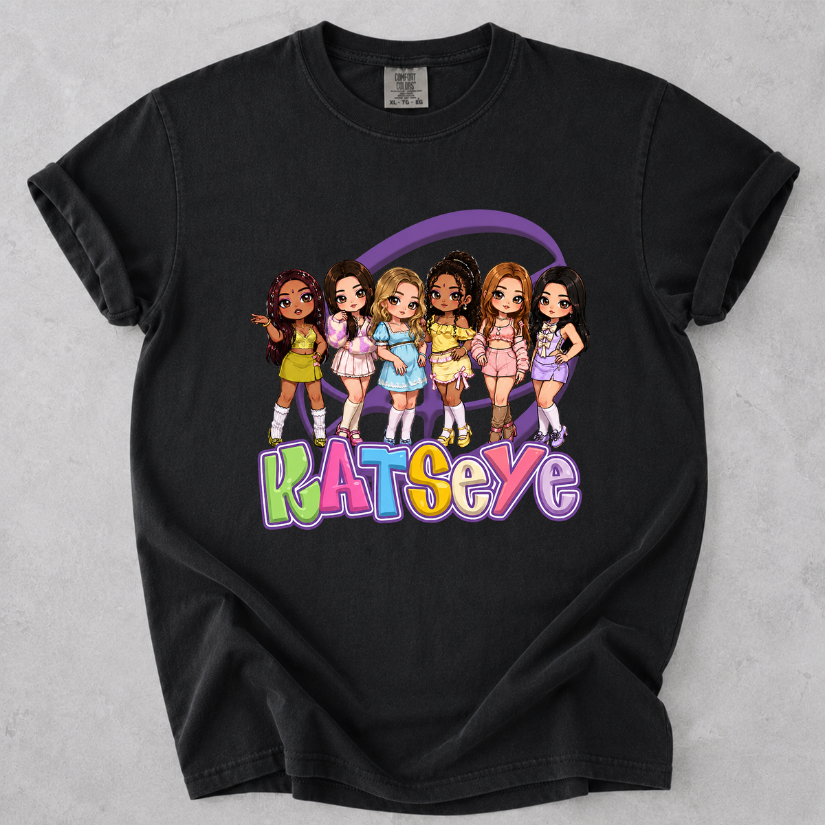 KATSEYE Chibi Graphic Comfort Colors Shirt Kpop Fan Tee