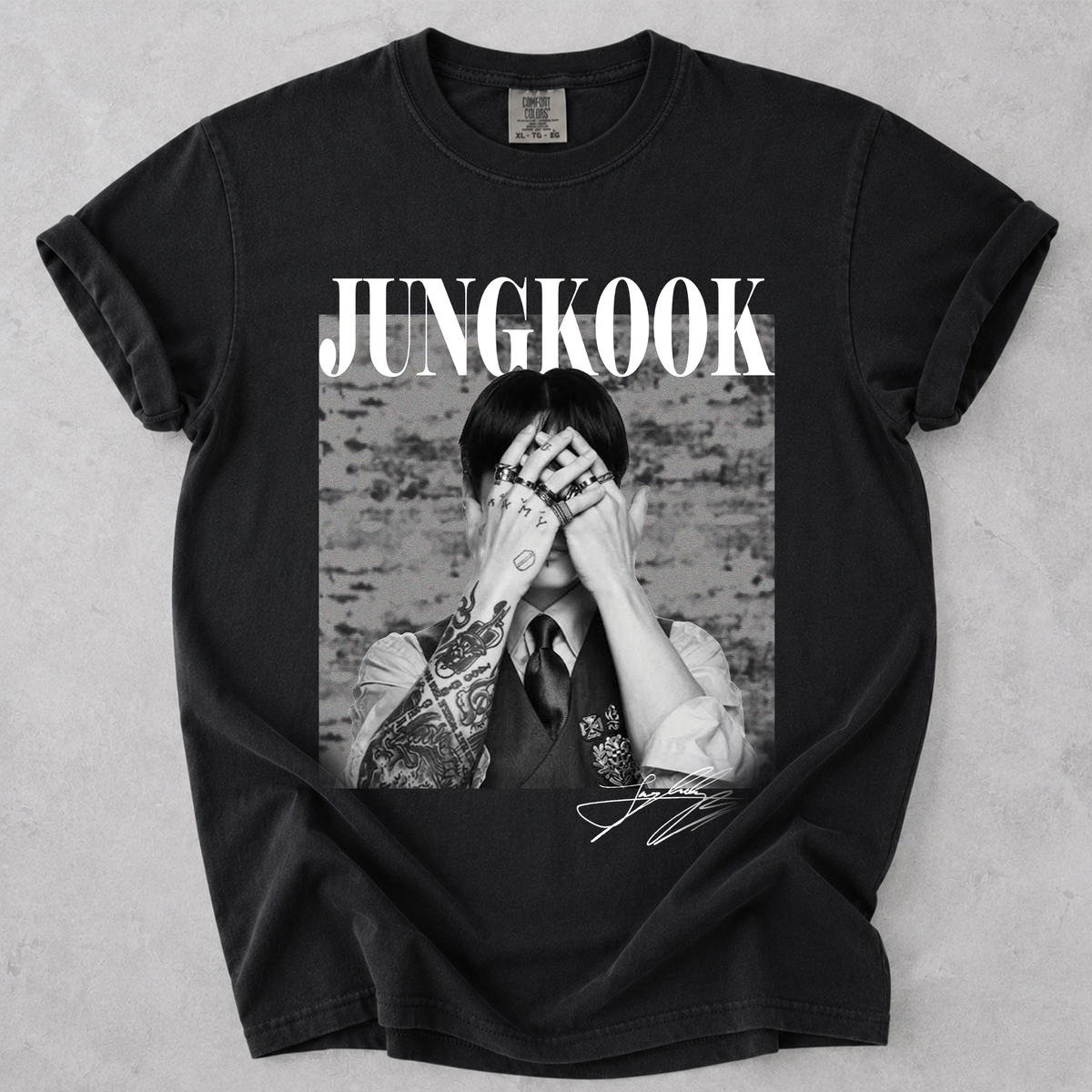 Comfort Color Vintage Jungkook Graphic Crewneck Tee