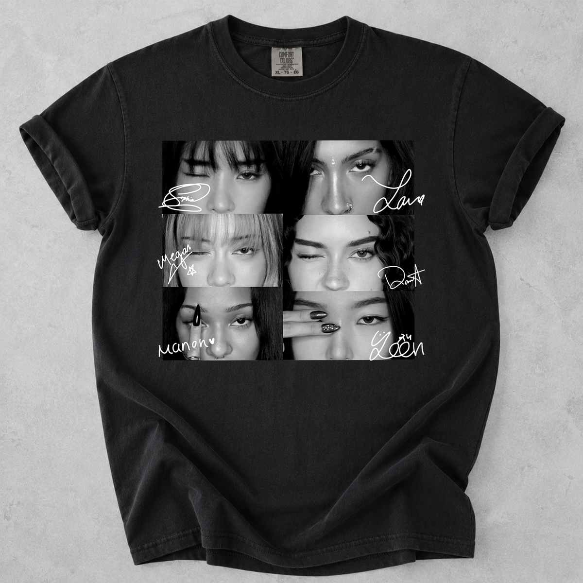 KATSEYE Vintage Eyes with Signature Collage Comfort Colors Shirt Fan Tee