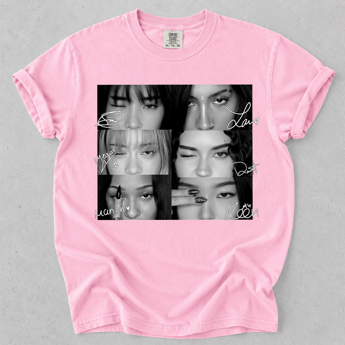 KATSEYE Vintage Eyes with Signature Collage Comfort Colors Shirt Fan Tee
