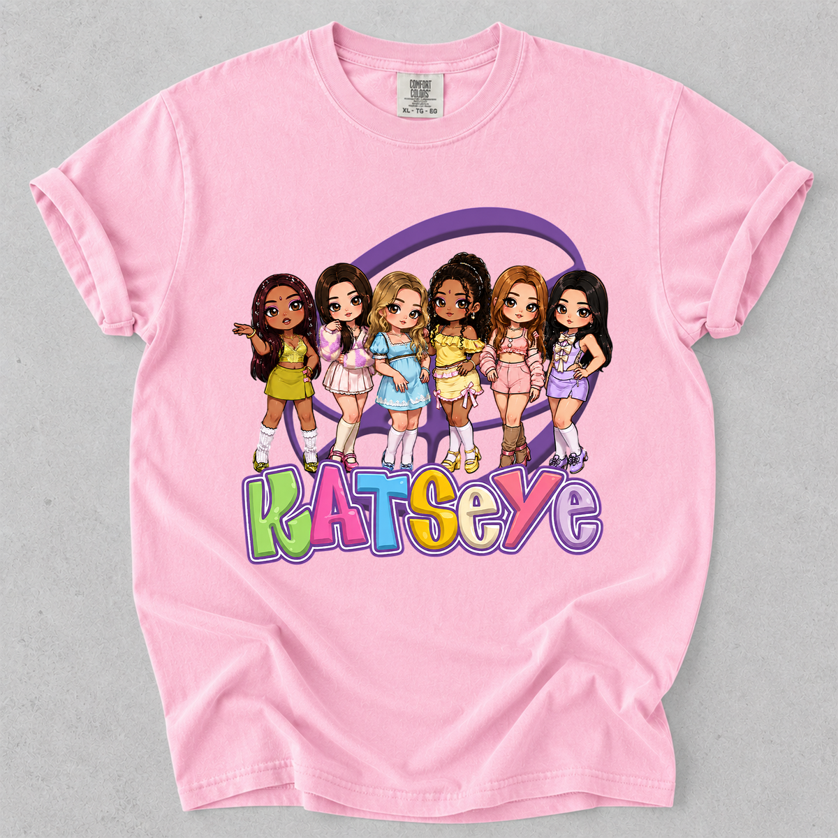KATSEYE Chibi Graphic Comfort Colors Shirt Kpop Fan Tee