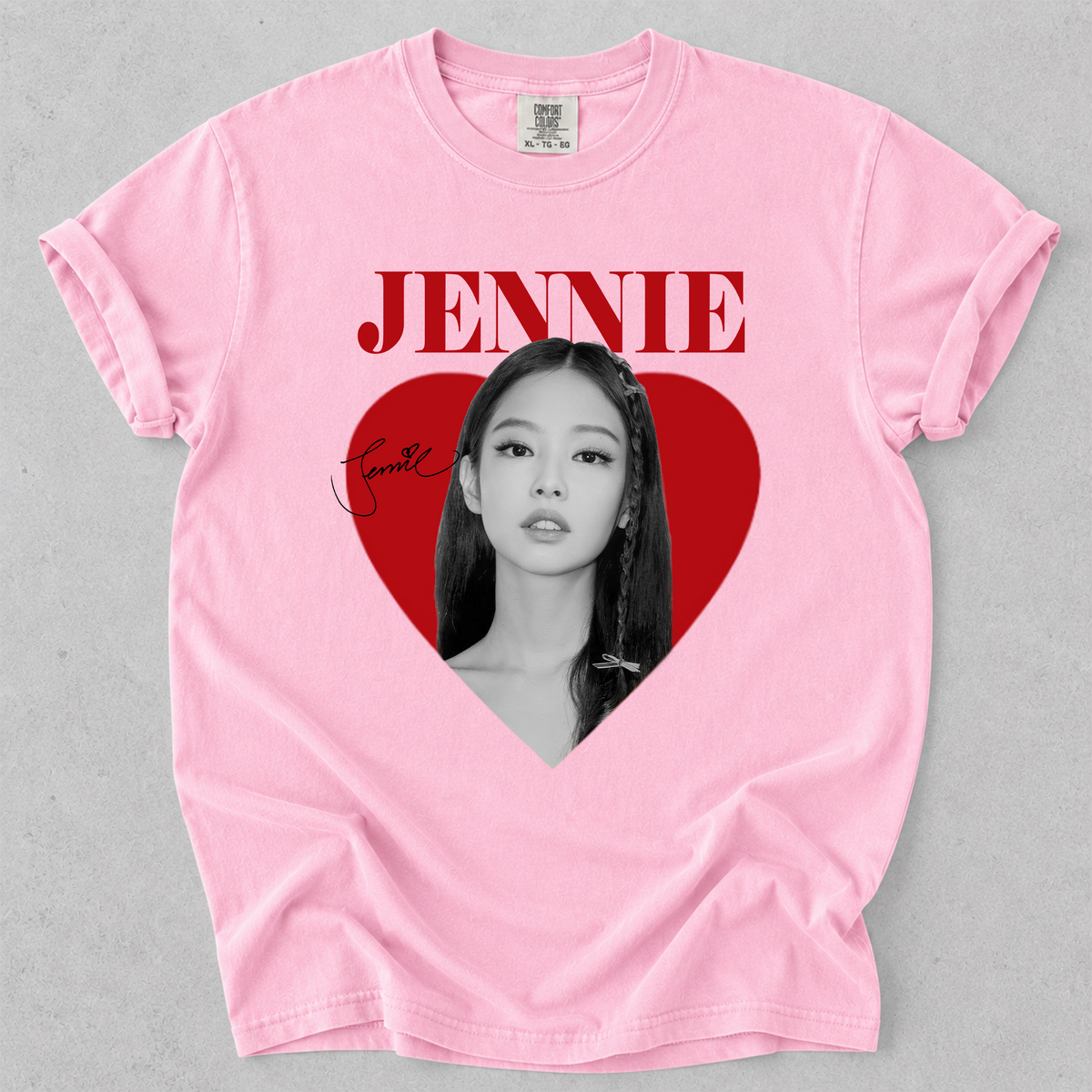 Jennie Heart Graphic Comfort Colors T Shirt Blackpink Kpop Fan Tee