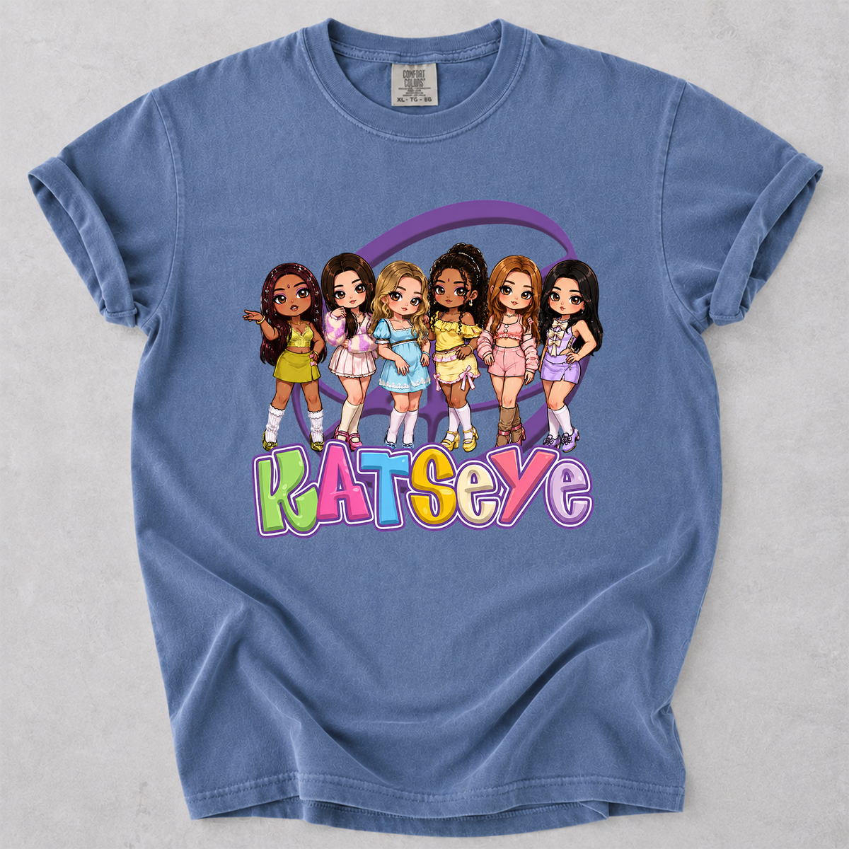 KATSEYE Chibi Graphic Comfort Colors Shirt Kpop Fan Tee