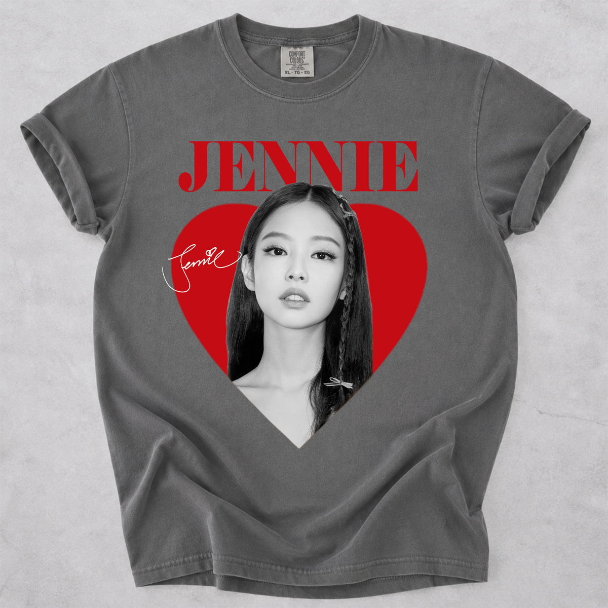 Jennie Heart Graphic Comfort Colors T Shirt Blackpink Kpop Fan Tee
