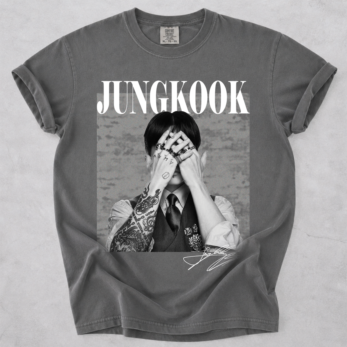 Comfort Color Vintage Jungkook Graphic Crewneck Tee