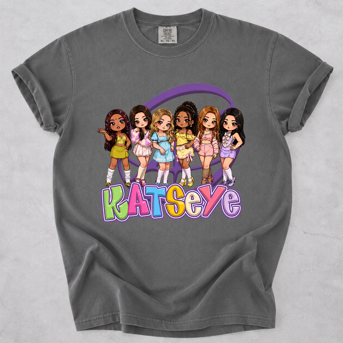 KATSEYE Chibi Graphic Comfort Colors Shirt Kpop Fan Tee