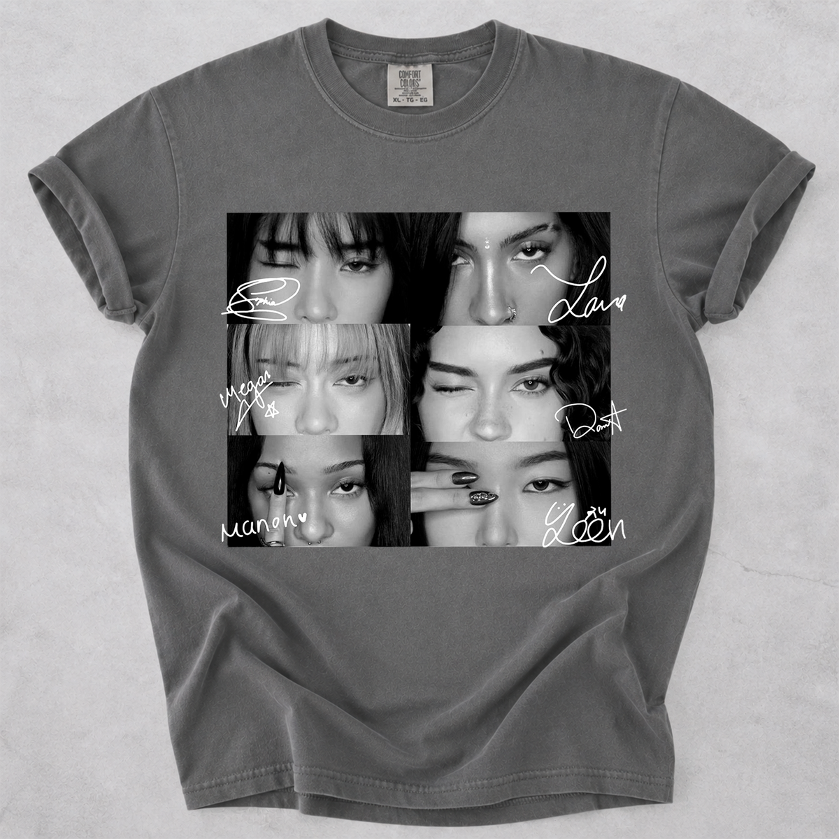 KATSEYE Vintage Eyes with Signature Collage Comfort Colors Shirt Fan Tee