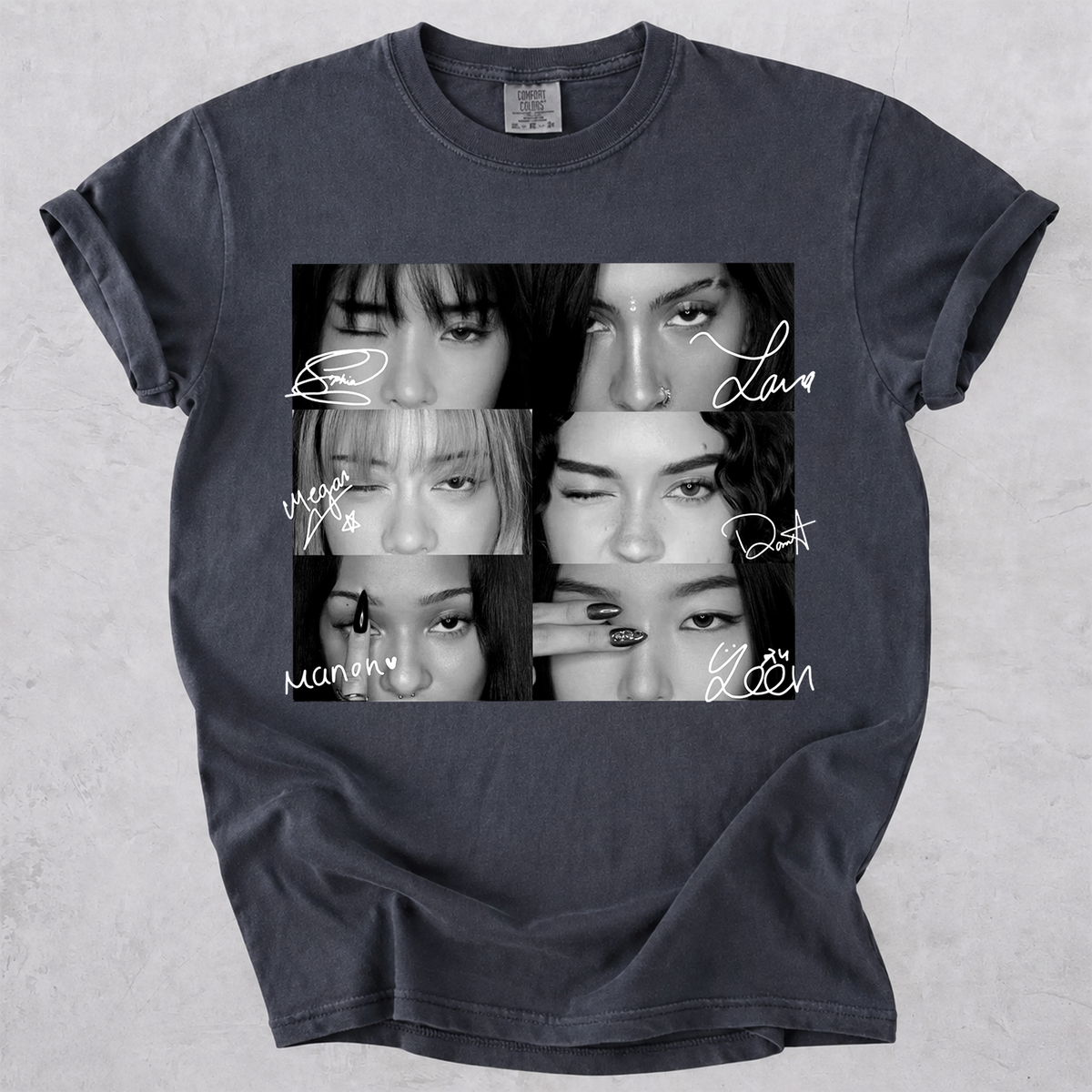 KATSEYE Vintage Eyes with Signature Collage Comfort Colors Shirt Fan Tee