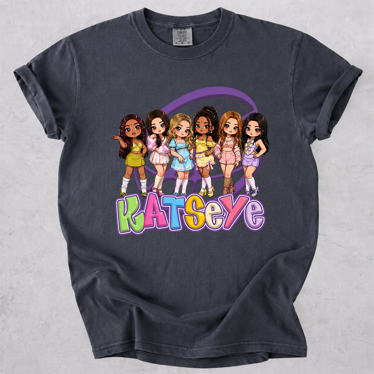 KATSEYE Chibi Graphic Comfort Colors Shirt Kpop Fan Tee