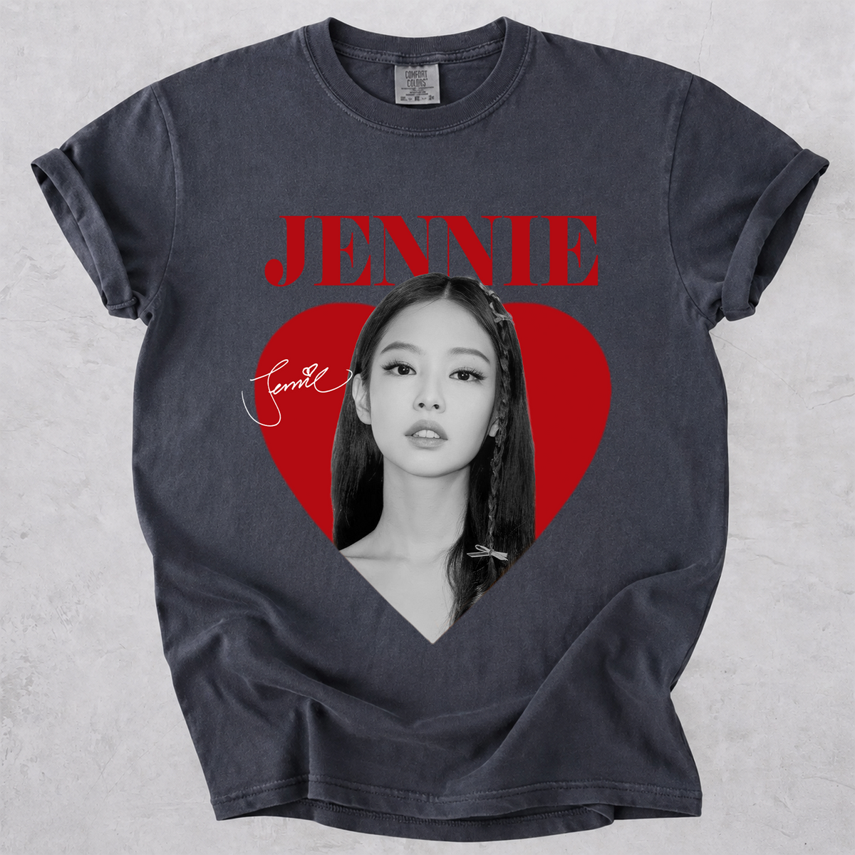 Jennie Heart Graphic Comfort Colors T Shirt Blackpink Kpop Fan Tee
