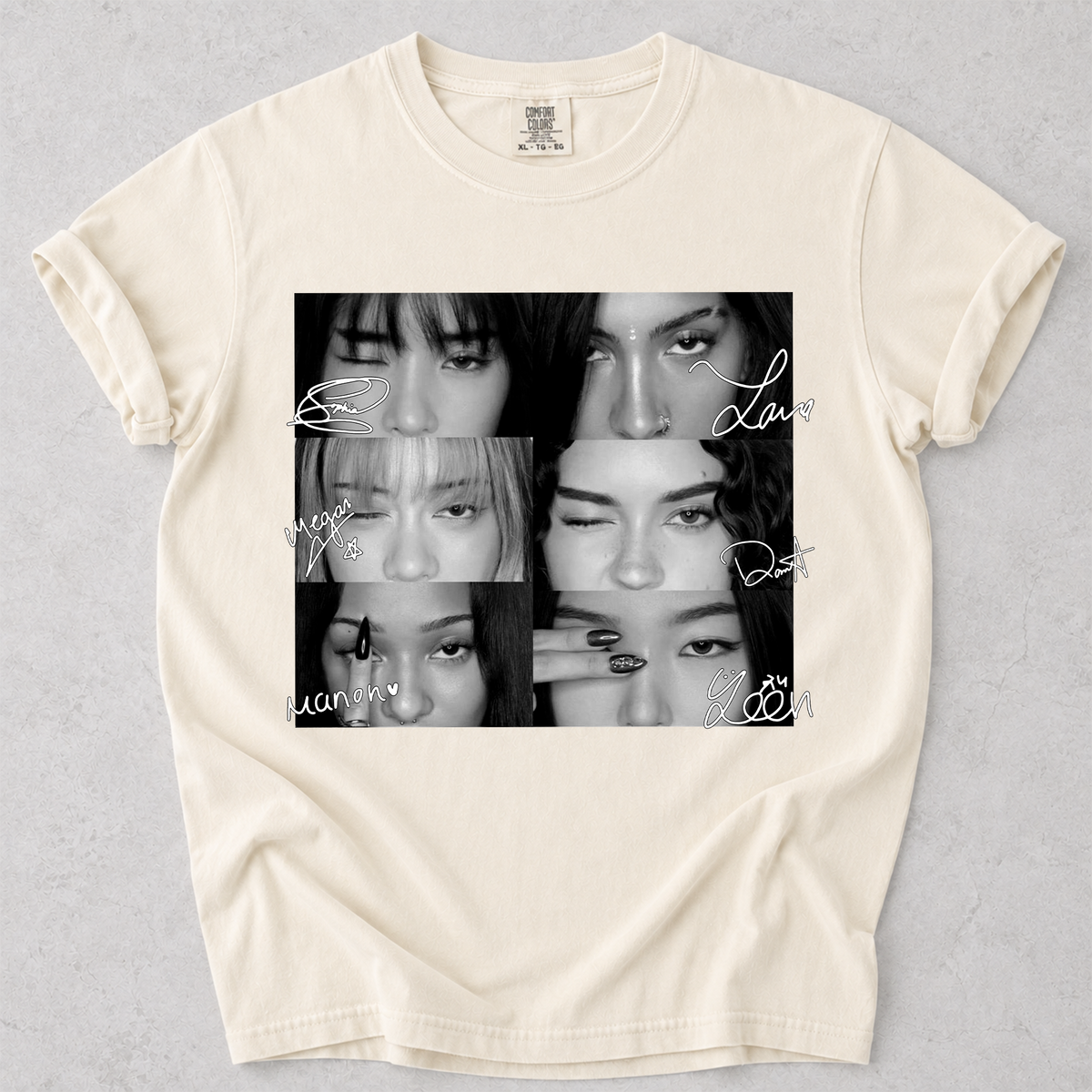 KATSEYE Vintage Eyes with Signature Collage Comfort Colors Shirt Fan Tee
