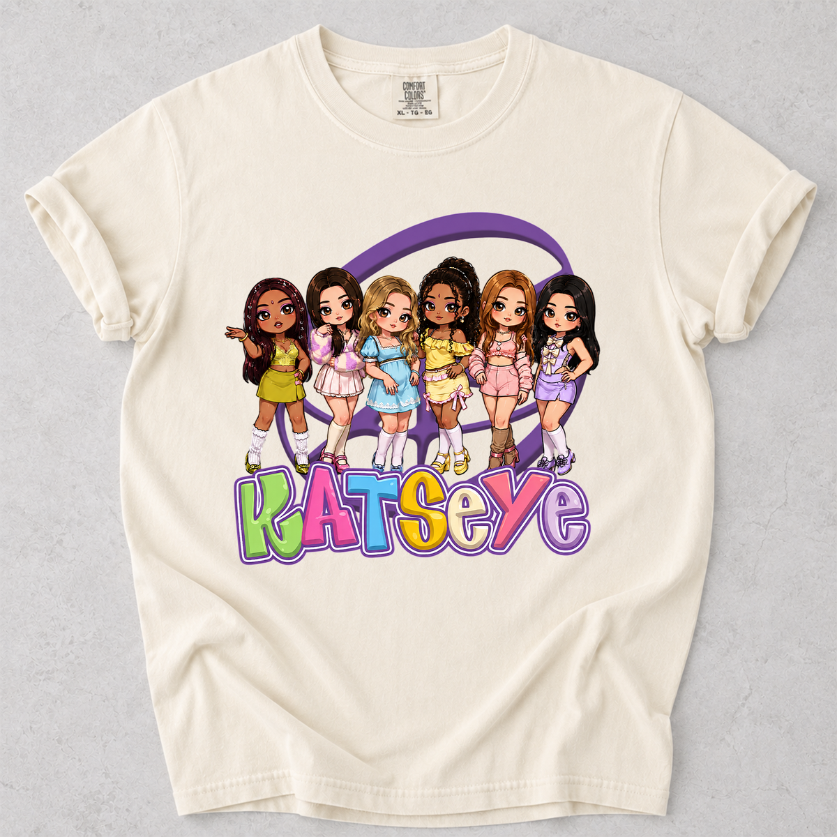 KATSEYE Chibi Graphic Comfort Colors Shirt Kpop Fan Tee