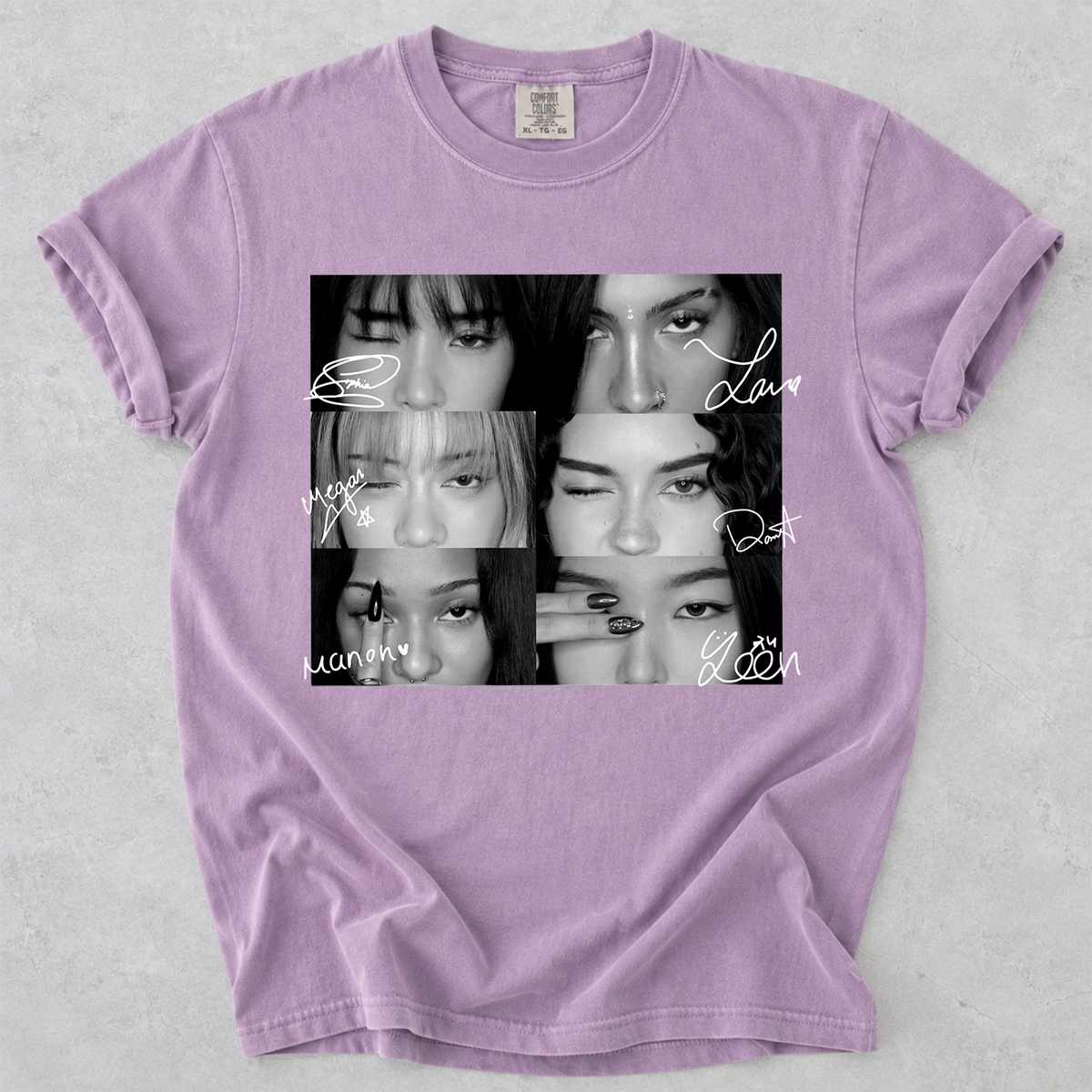 KATSEYE Vintage Eyes with Signature Collage Comfort Colors Shirt Fan Tee