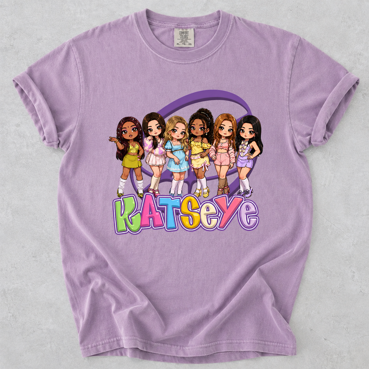 KATSEYE Chibi Graphic Comfort Colors Shirt Kpop Fan Tee