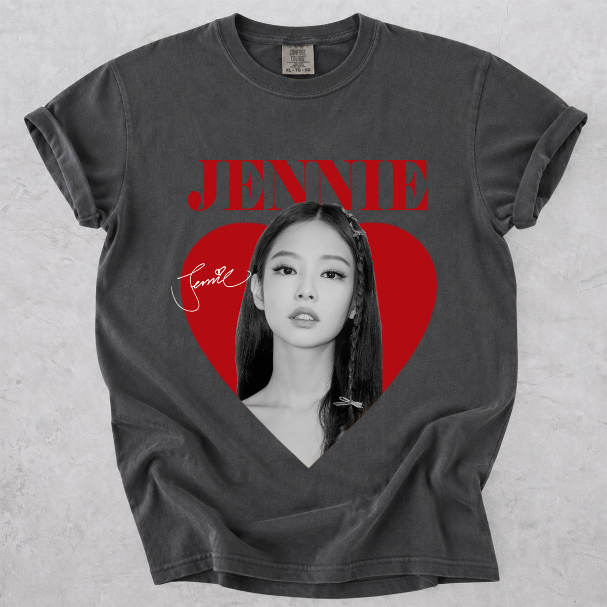 Jennie Heart Graphic Comfort Colors T Shirt Blackpink Kpop Fan Tee