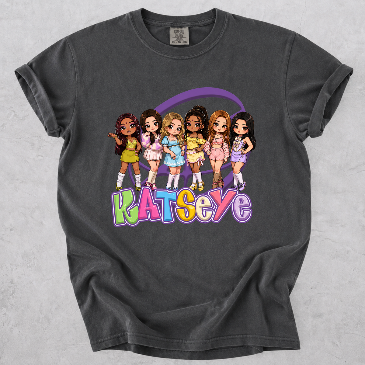 KATSEYE Chibi Graphic Comfort Colors Shirt Kpop Fan Tee