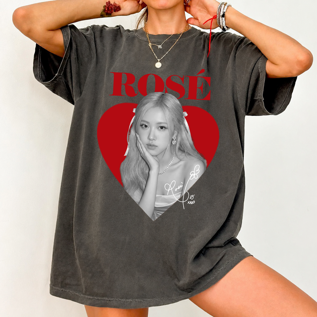BLACKPINK Rose Heart Graphic Kpop Comfort Colors T Shirt Vintage Fan Shirt