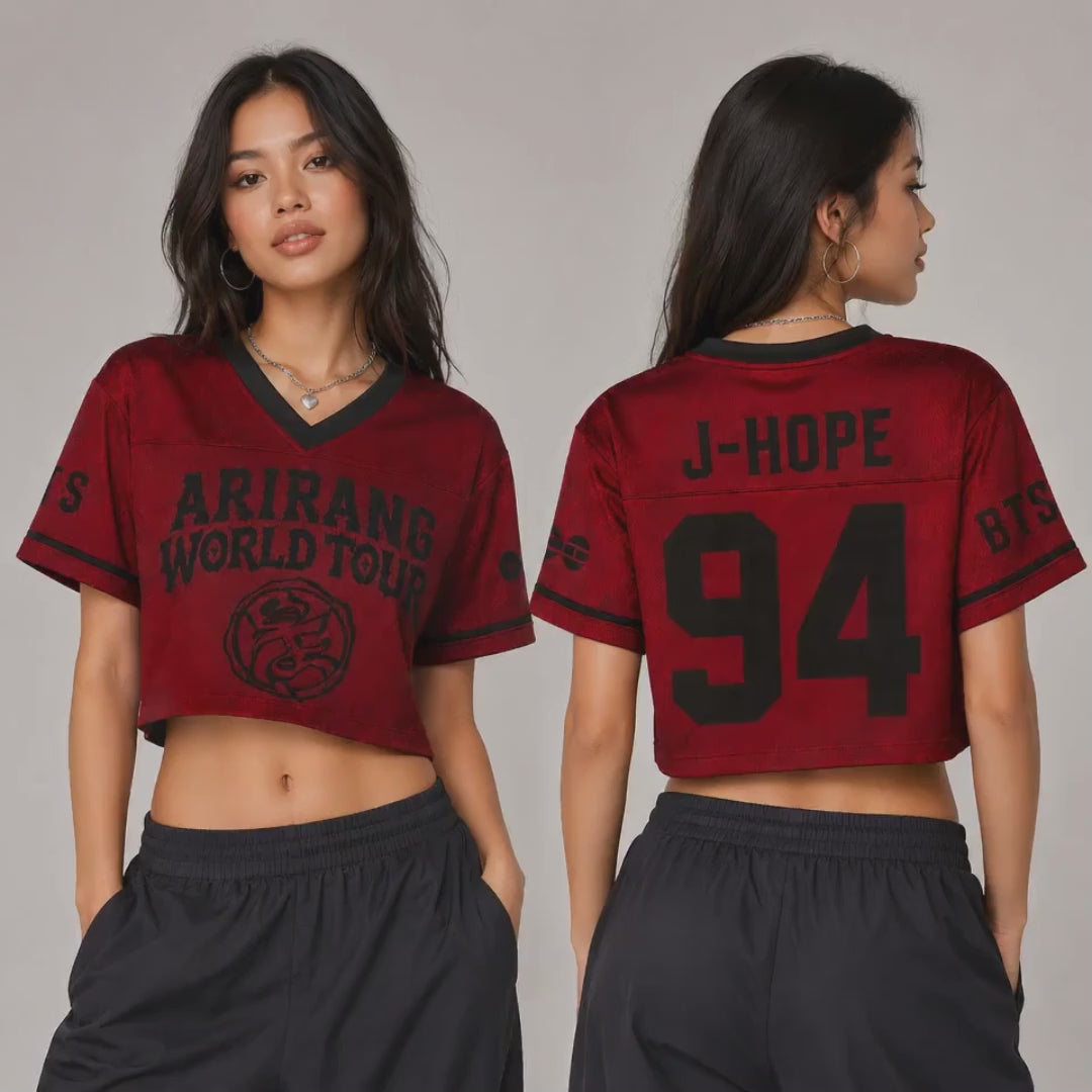 Bangtan Arirang World Tour 2026 Red Crop Mesh Jersey